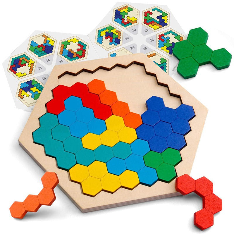 3D Hexagonal Wooden Puzzles Educational Toys For Children