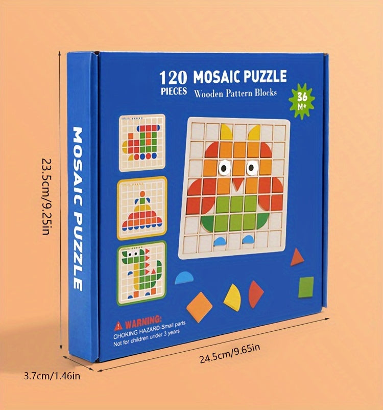 Mosaic 3d Three-dimensional Jigsaw Puzzle, Baby Desktop Game, Training Logical Thinking Concentration, Children's Wooden Early Education Puzzle Board Building Blocks Toys Halloween, Christmas Gift