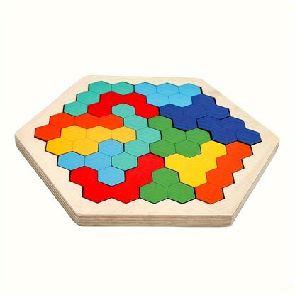 3D Hexagonal Wooden Puzzles Educational Toys For Children