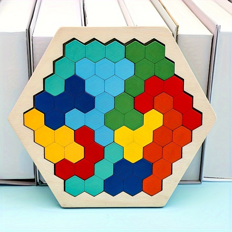 3D Hexagonal Wooden Puzzles Educational Toys For Children