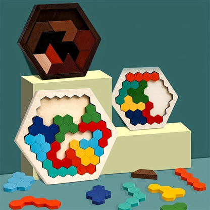 3D Hexagonal Wooden Puzzles Educational Toys For Children